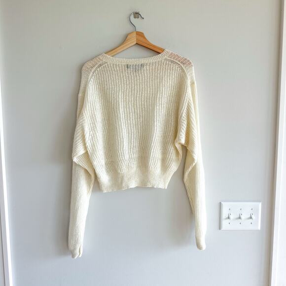 7 For All Mankind Soft Knit Cropped Sweater Cream S - Picture 2 of 6
